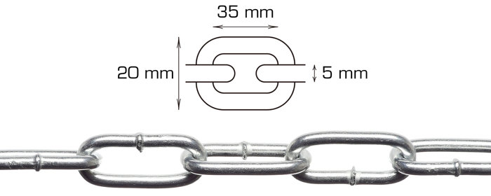 Langlenket kjetting 5 mm x 5 meter